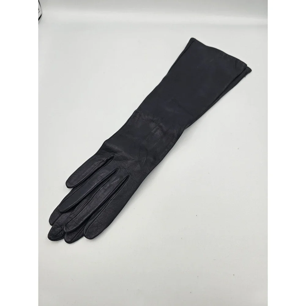 Vintage BENLUX Paris Women's Long Kid Leather Gloves Silk Lined Mid Length 6 3/4